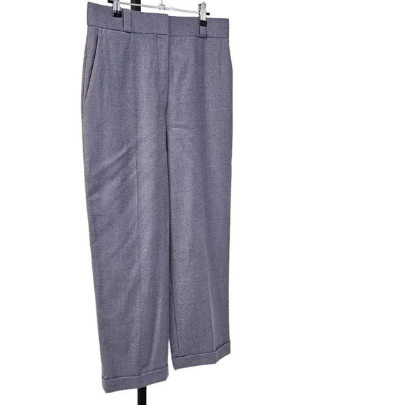Theory Women's Sleek Flannel Straight Cuff Pant Size 10 Wool High Rise - Picture 6 of 11